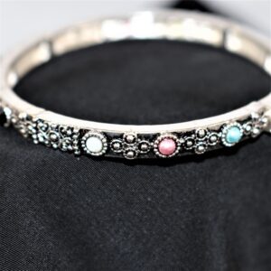 Silver Stretch Bracelet with Pearly Dots