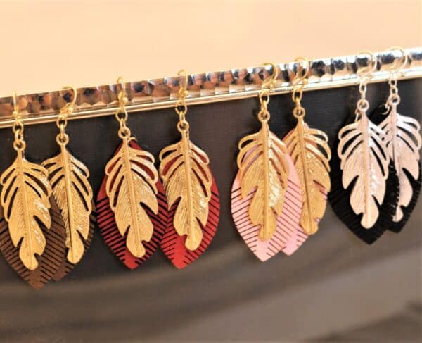 Leather Feathered Earrings