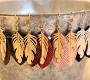 Leather Feathered Earrings