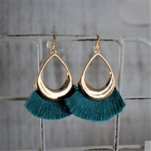 Beautiful Gold Fringe Earrings – Turquoise