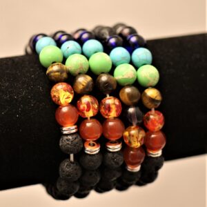 Lava Bracelet with Chakra Beads