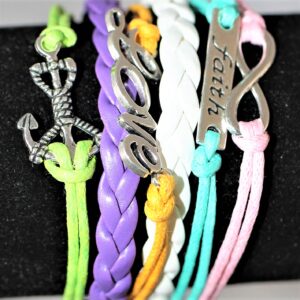 Leather Charm Bracelets ~ six colors of leather