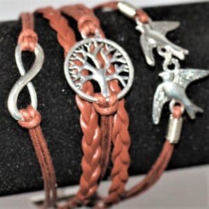 Leather Charm Bracelets ~ brown leather tree of life