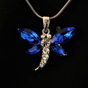 Crystal Dragonfly Necklace ~ blue