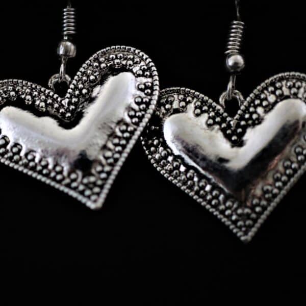 Metal Heart Charm Necklace w/Earrings