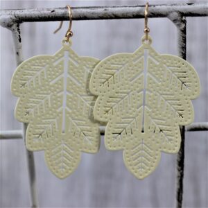 Ivory Leaf Earrings Rubber Plated