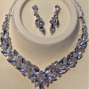 Formal Clear Crystal Necklace w/Earrings