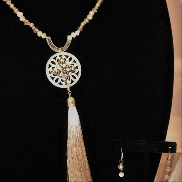 Long Tassel Necklace Set ~ Ivory