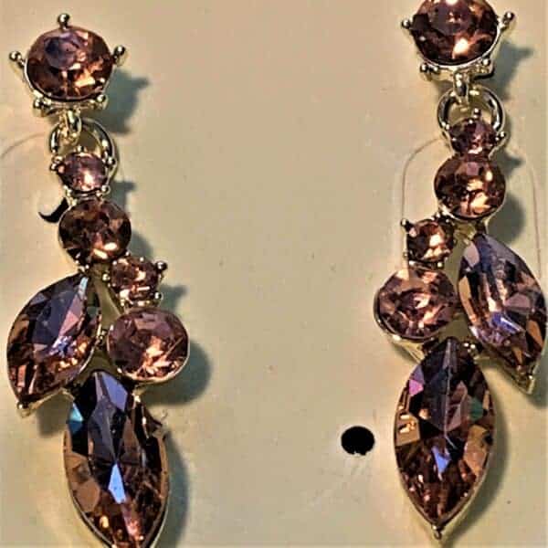 Formal Rose Gold Crystal Necklace w/Earrings LG