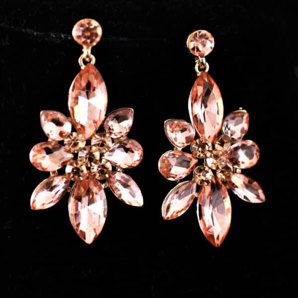Formal Rose Gold Crystal Necklace w/Earrings XL